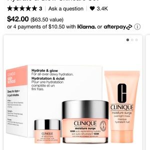 New in Box - Clinique Hydrate & Glow Skincare Set